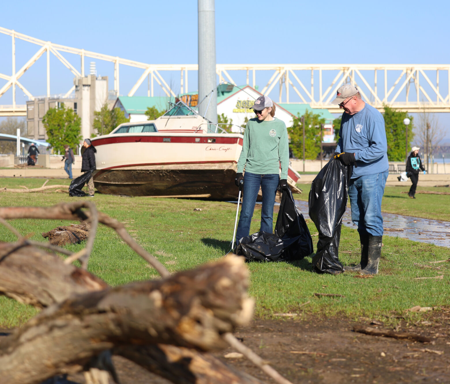 People near boat at Waterfront Park